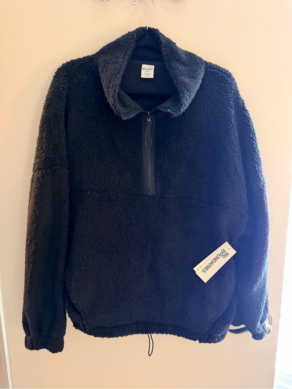 No Boundaries Black Sherpa Half-Zip Pullover